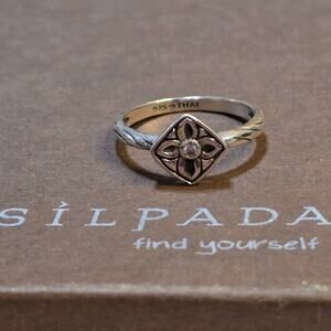 Silpada R2465‎ CZ Sterling Silver Flower Stack Ring Size 7 .925 Stackable